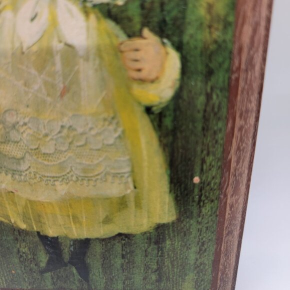 2 Vintage 1971 Hallmark Whimsical Mary Hamilton Green Woodtints Plaques Boy Girl - Picture 6 of 7
